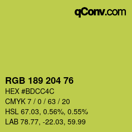 カラーコード: RGB 189 204 76 | qconv.com