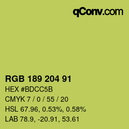 カラーコード: RGB 189 204 91 | qconv.com