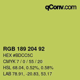 颜色代码: RGB 189 204 92 | qconv.com