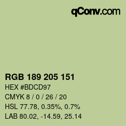 Color code: RGB 189 205 151 | qconv.com