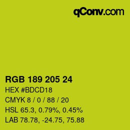 Color code: RGB 189 205 24 | qconv.com