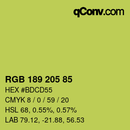 Color code: RGB 189 205 85 | qconv.com