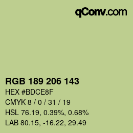 カラーコード: RGB 189 206 143 | qconv.com