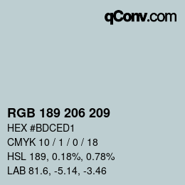 Farbcode: RGB 189 206 209 | qconv.com