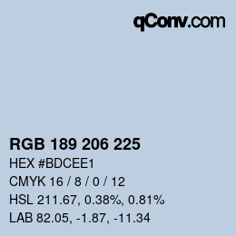 Código de color: RGB 189 206 225 | qconv.com