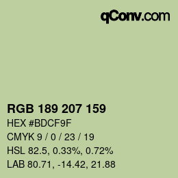 カラーコード: RGB 189 207 159 | qconv.com