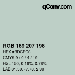 カラーコード: RGB 189 207 198 | qconv.com