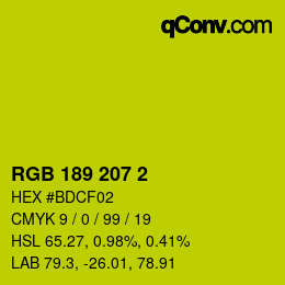 Color code: RGB 189 207 2 | qconv.com