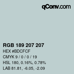 Color code: RGB 189 207 207 | qconv.com