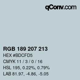 カラーコード: RGB 189 207 213 | qconv.com