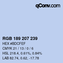 カラーコード: RGB 189 207 239 | qconv.com