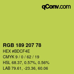 カラーコード: RGB 189 207 78 | qconv.com