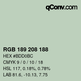 Color code: RGB 189 208 188 | qconv.com