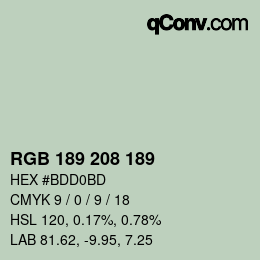カラーコード: RGB 189 208 189 | qconv.com