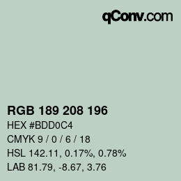 Color code: RGB 189 208 196 | qconv.com
