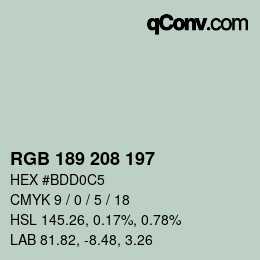 カラーコード: RGB 189 208 197 | qconv.com