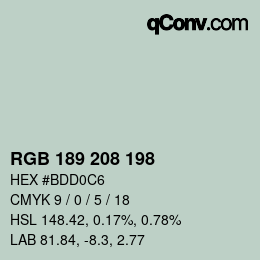 カラーコード: RGB 189 208 198 | qconv.com
