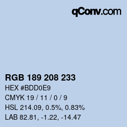 Color code: RGB 189 208 233 | qconv.com