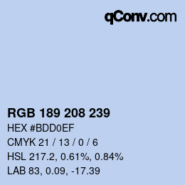 颜色代码: RGB 189 208 239 | qconv.com