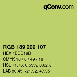 Color code: RGB 189 209 107 | qconv.com