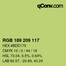 Color code: RGB 189 209 117 | qconv.com
