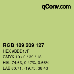 Color code: RGB 189 209 127 | qconv.com