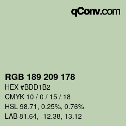 カラーコード: RGB 189 209 178 | qconv.com