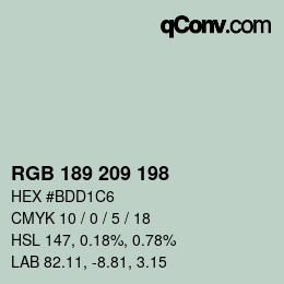 颜色代码: RGB 189 209 198 | qconv.com