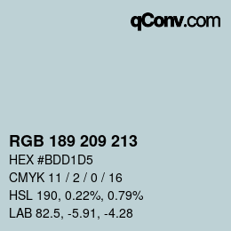 Color code: RGB 189 209 213 | qconv.com