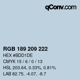 Color code: RGB 189 209 222 | qconv.com