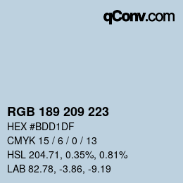 カラーコード: RGB 189 209 223 | qconv.com