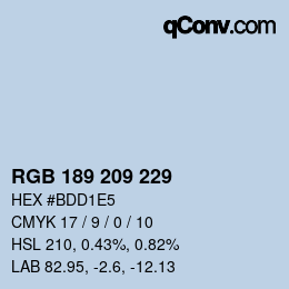 カラーコード: RGB 189 209 229 | qconv.com