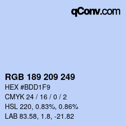 颜色代码: RGB 189 209 249 | qconv.com