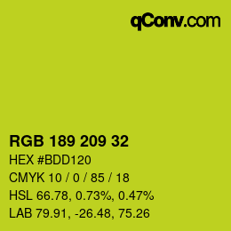 Color code: RGB 189 209 32 | qconv.com