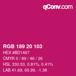カラーコード: RGB 189 20 103 | qconv.com
