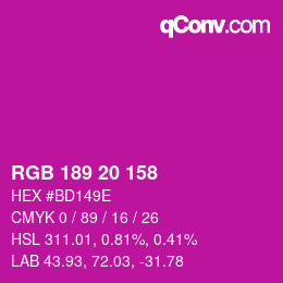 Color code: RGB 189 20 158 | qconv.com
