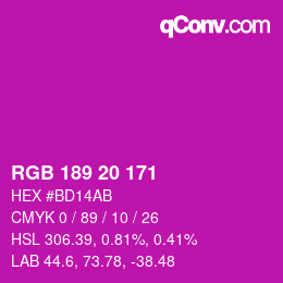 Color code: RGB 189 20 171 | qconv.com