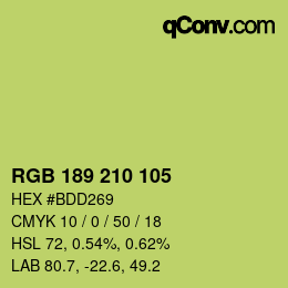 Color code: RGB 189 210 105 | qconv.com