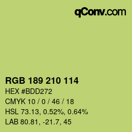 Color code: RGB 189 210 114 | qconv.com