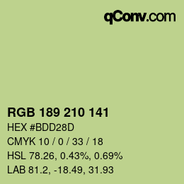 Color code: RGB 189 210 141 | qconv.com