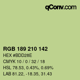 Color code: RGB 189 210 142 | qconv.com