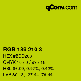 カラーコード: RGB 189 210 3 | qconv.com