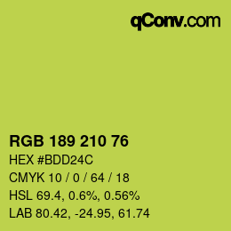 Color code: RGB 189 210 76 | qconv.com