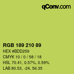 カラーコード: RGB 189 210 89 | qconv.com