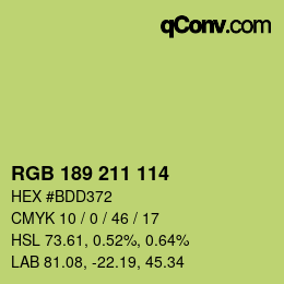 Color code: RGB 189 211 114 | qconv.com