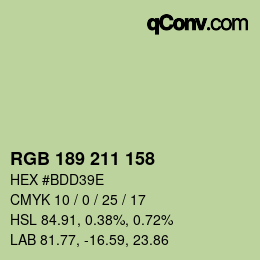 颜色代码: RGB 189 211 158 | qconv.com