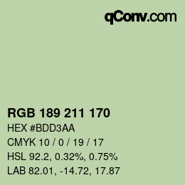 Color code: RGB 189 211 170 | qconv.com