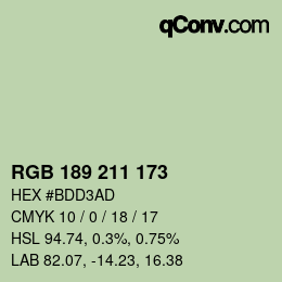 Código de color: RGB 189 211 173 | qconv.com