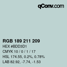 カラーコード: RGB 189 211 209 | qconv.com