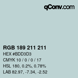 Color code: RGB 189 211 211 | qconv.com